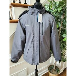 DLGJPA Women's Solid Gray Polyester Long Sleeve Full Zip Casual Jacket Size L